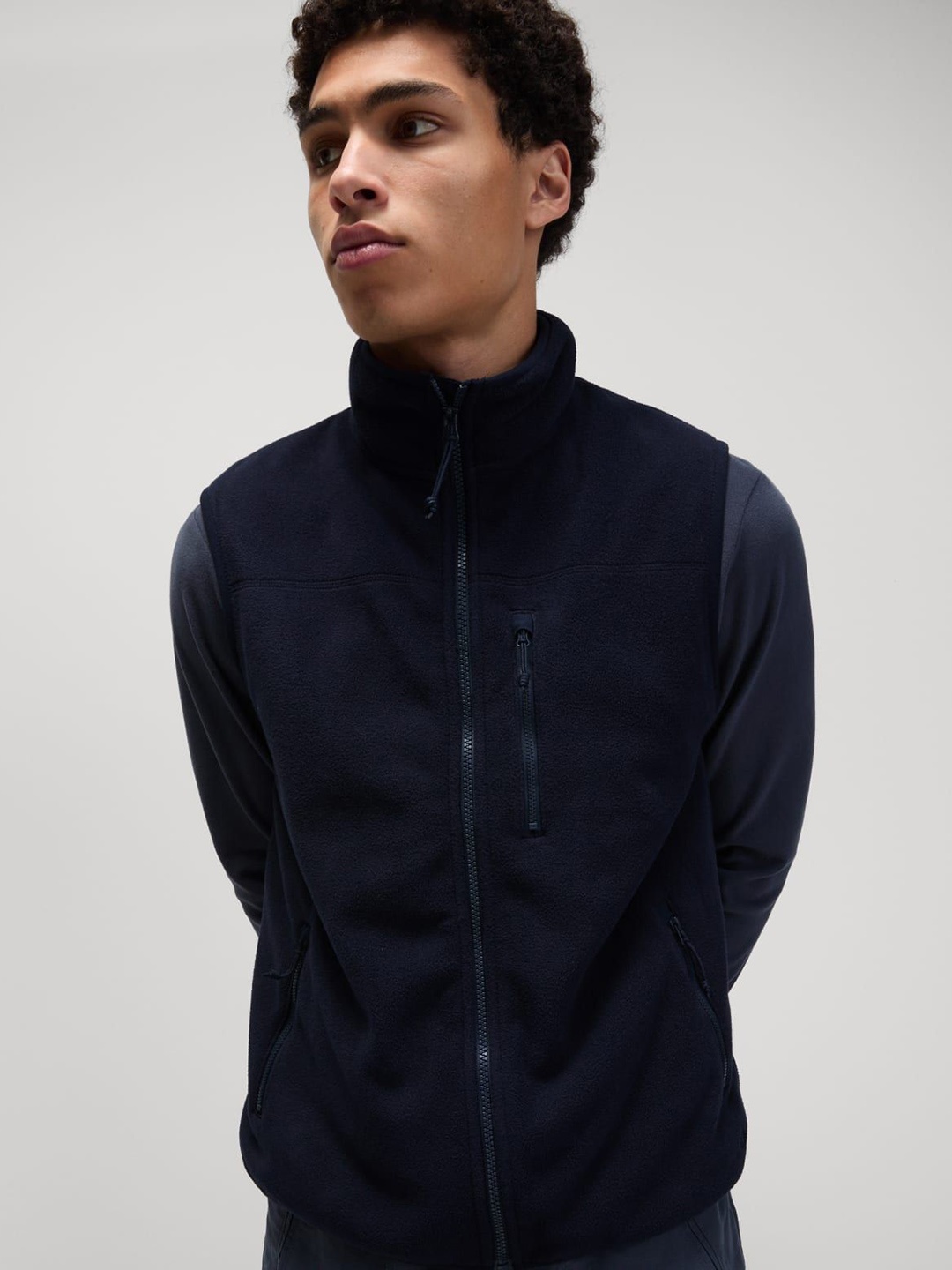 

Marks & Spencer Men Polyester Tailored Jacket with Embroidered, Navy blue