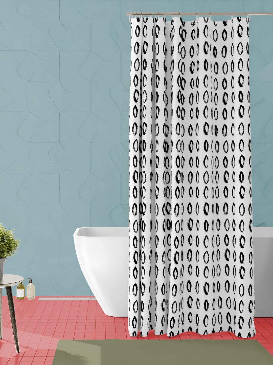 

ArtzFolio White & Black Printed Waterproof Shower Curtain