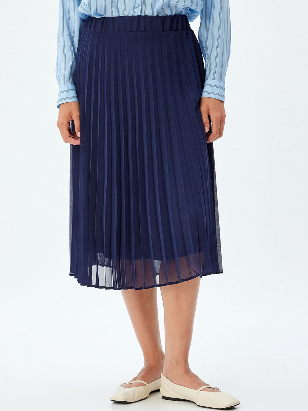 

Koton Women Pleated Flared Midi Skirts, Navy blue