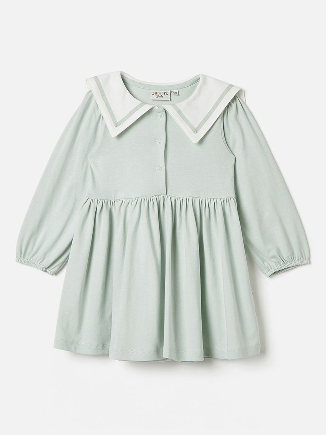 

Juniors by Babyshop Girls Peter Pan Collar Puff Sleeve Fit & Flare Dress, Green