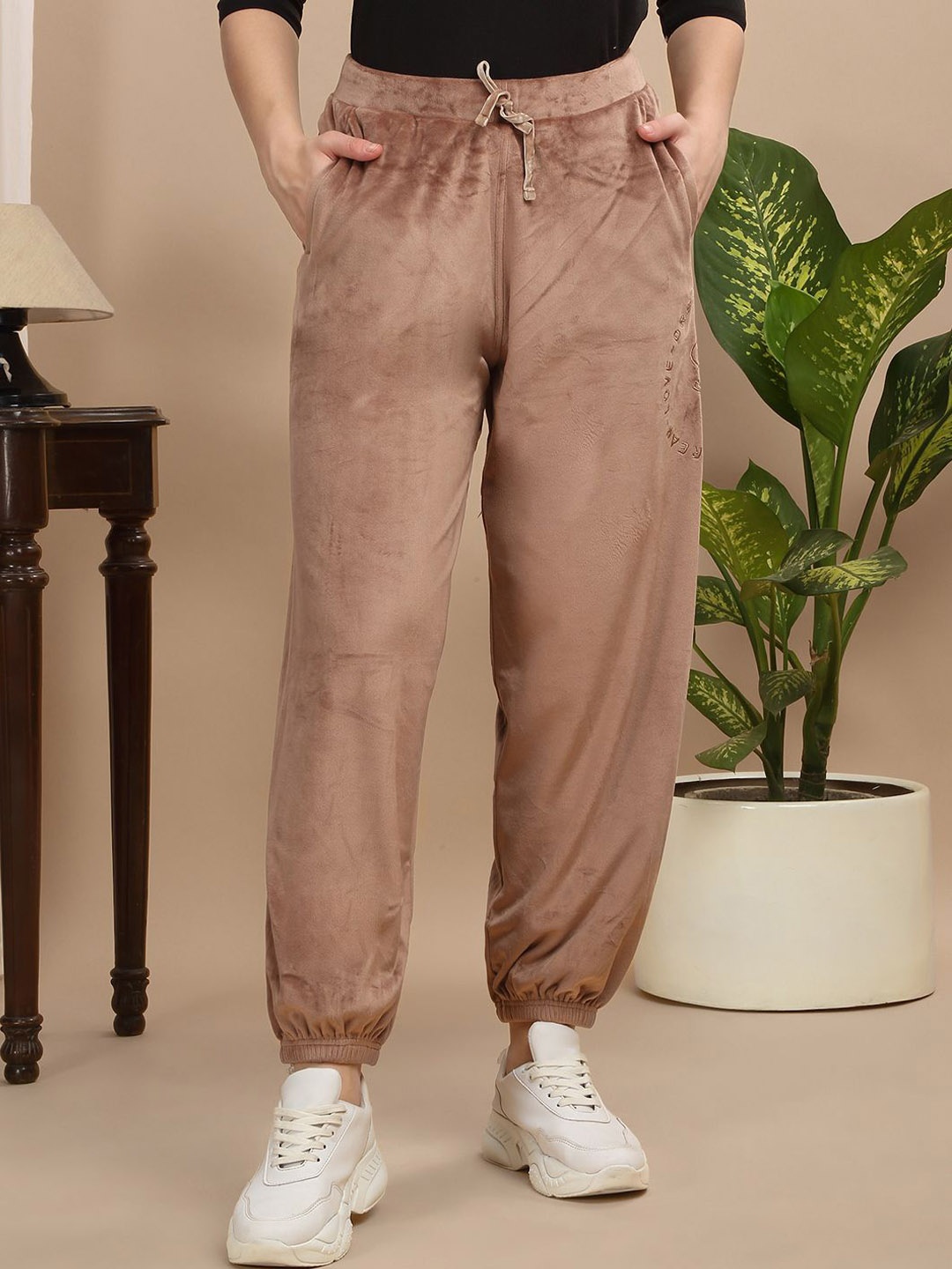 

Sweet Dreams Women Mid-Rise Joggers Track Pants, Beige