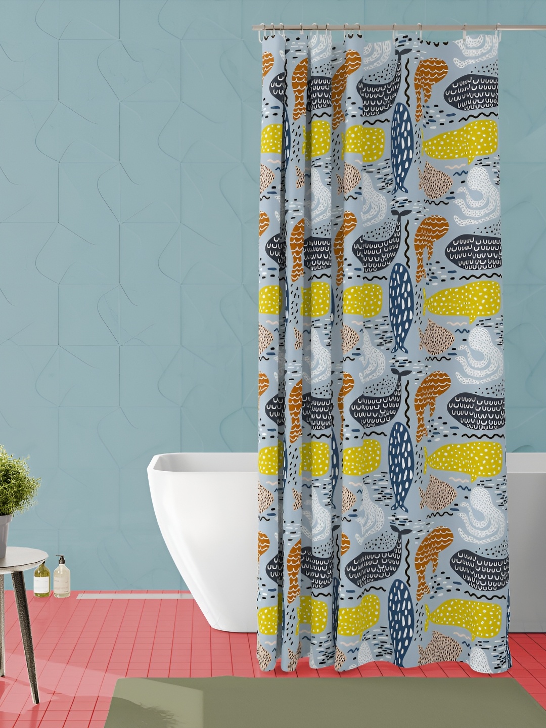 

ArtzFolio Yellow and White Geometric Printed Waterproof Shower Curtain