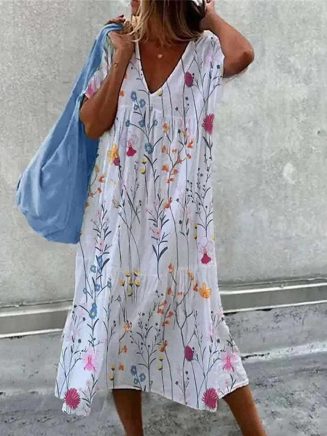 

HERE&NOW Women Floral Printed A-Line Dress, White