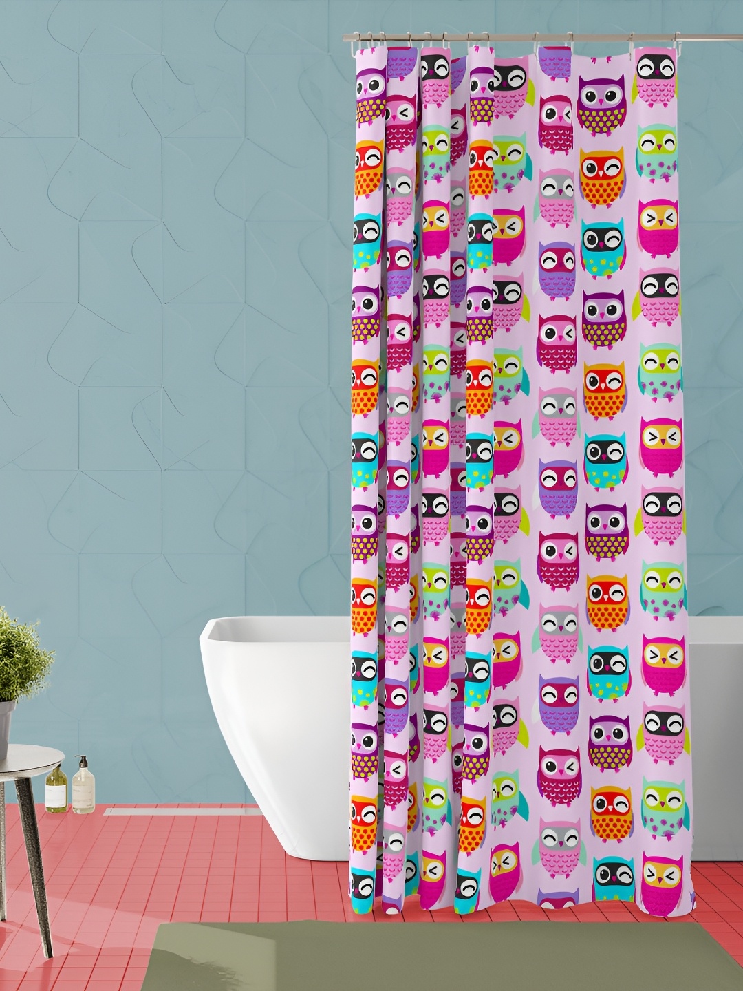 

ArtzFolio Pink & Blue Printed Waterproof Shower Curtains