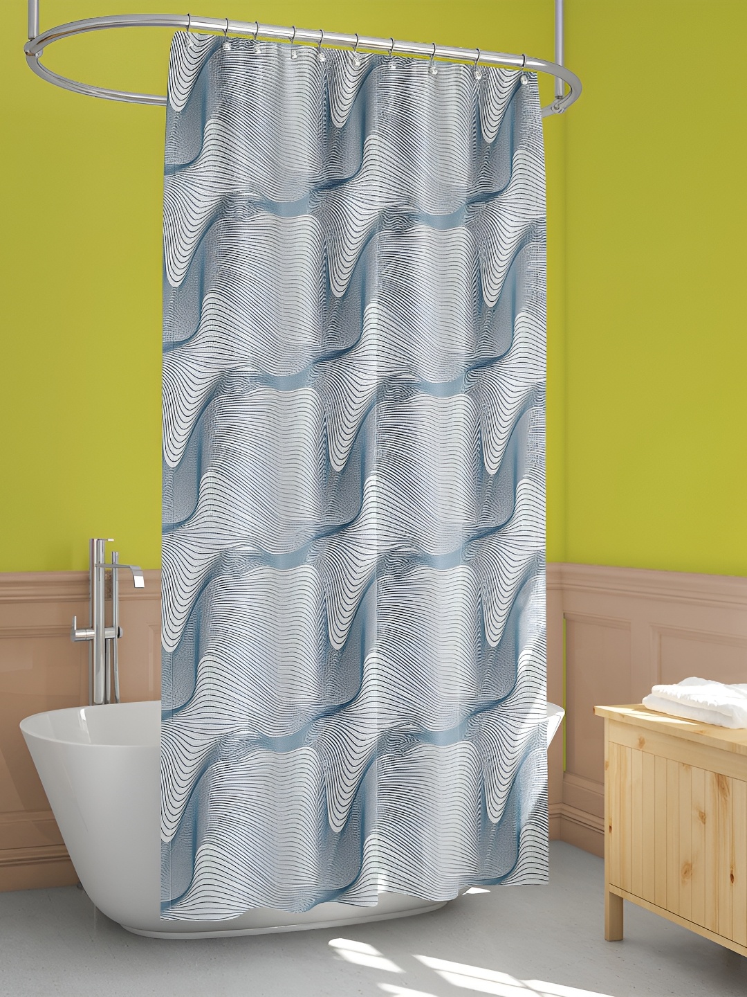 

ArtzFolio Grey & White Printed Waterproof Shower Curtain