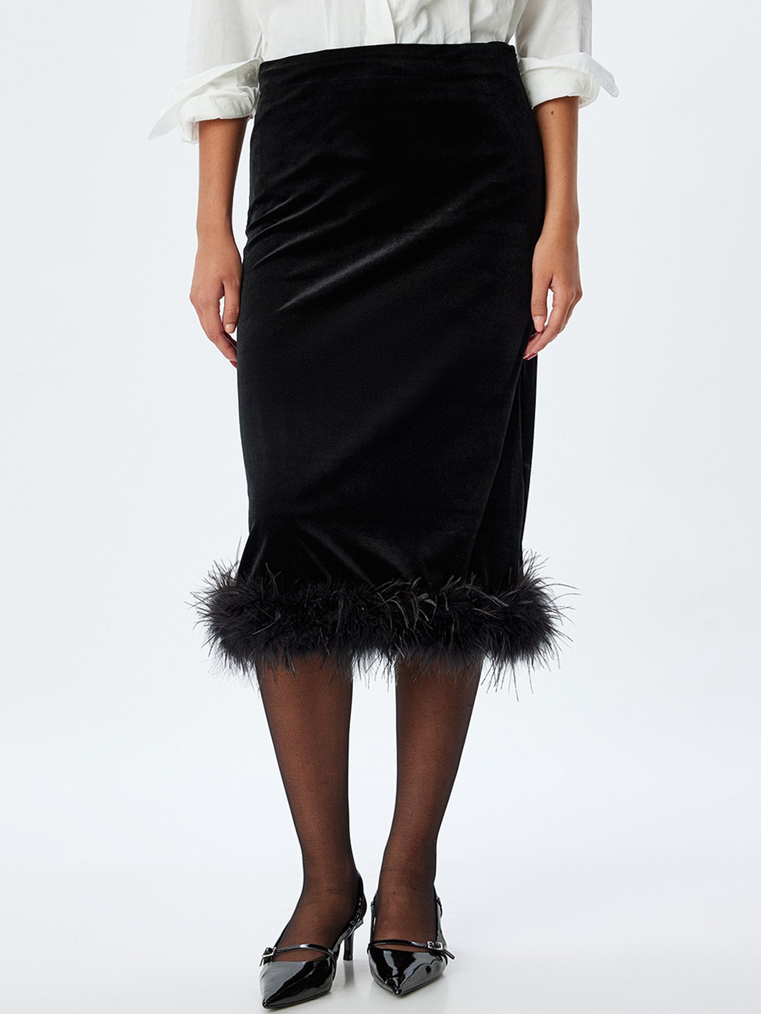 

Koton Women A-line Midi Skirt, Black