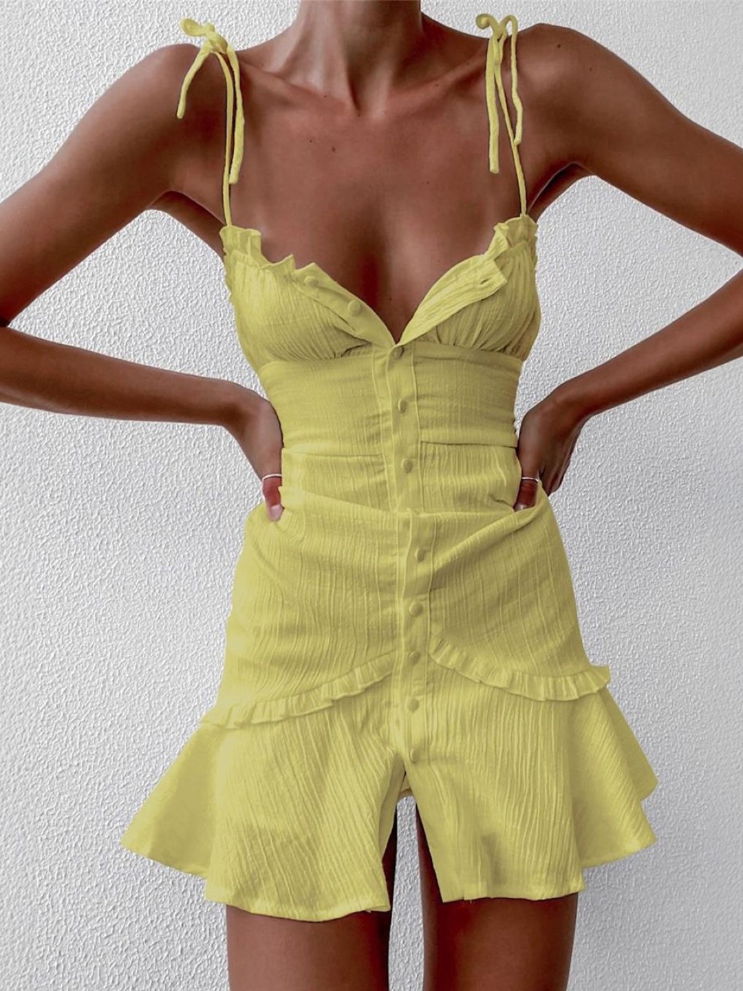 

StyleCast Women Shoulder Straps Fit And Flare Dress, Yellow