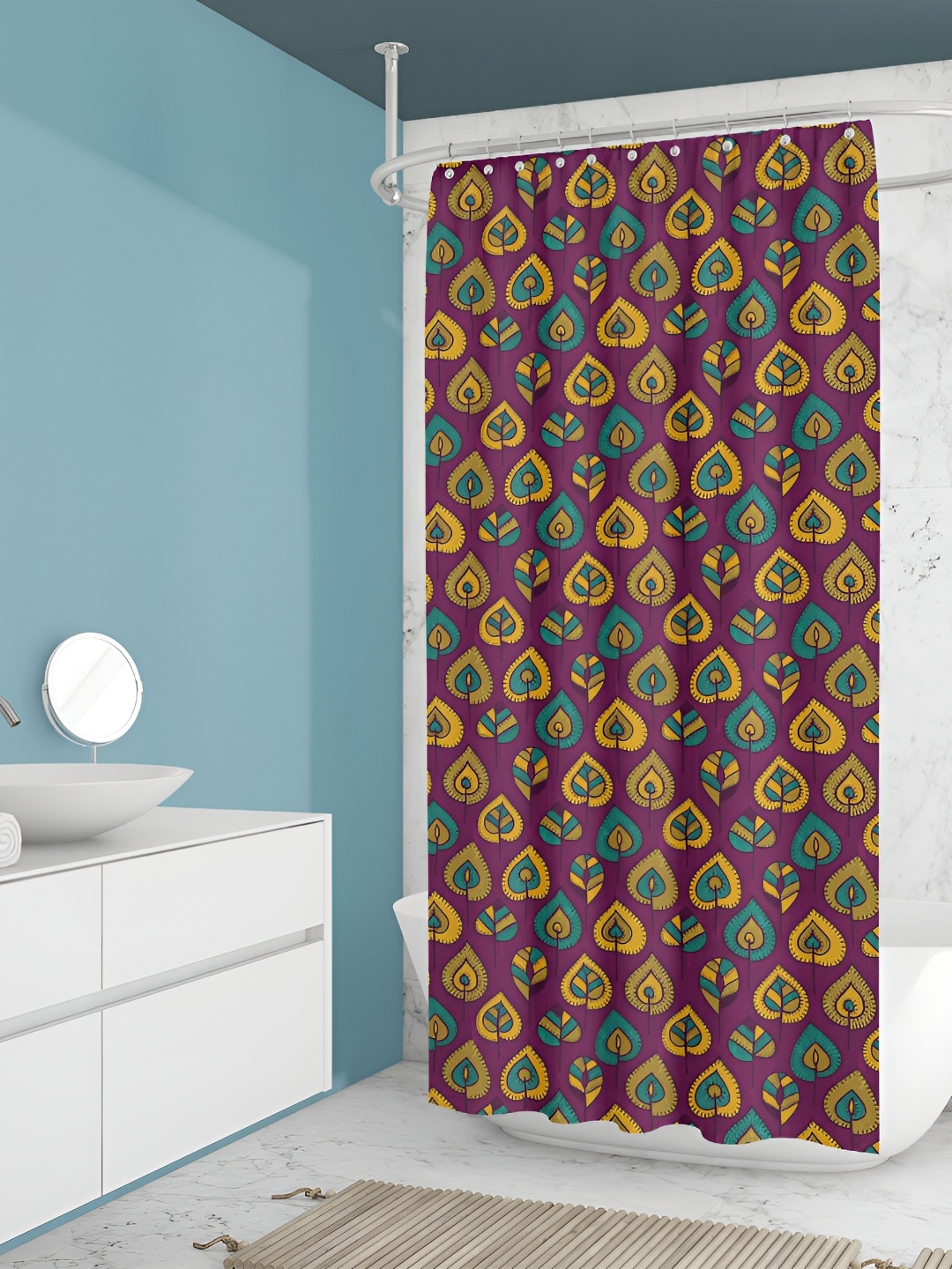 

ArtzFolio Purple & Green Printed Waterproof Shower Curtain