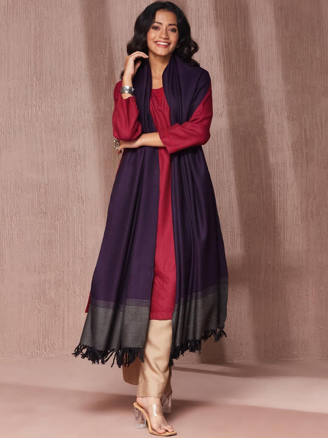 

Fabindia Wool Shawl, Purple