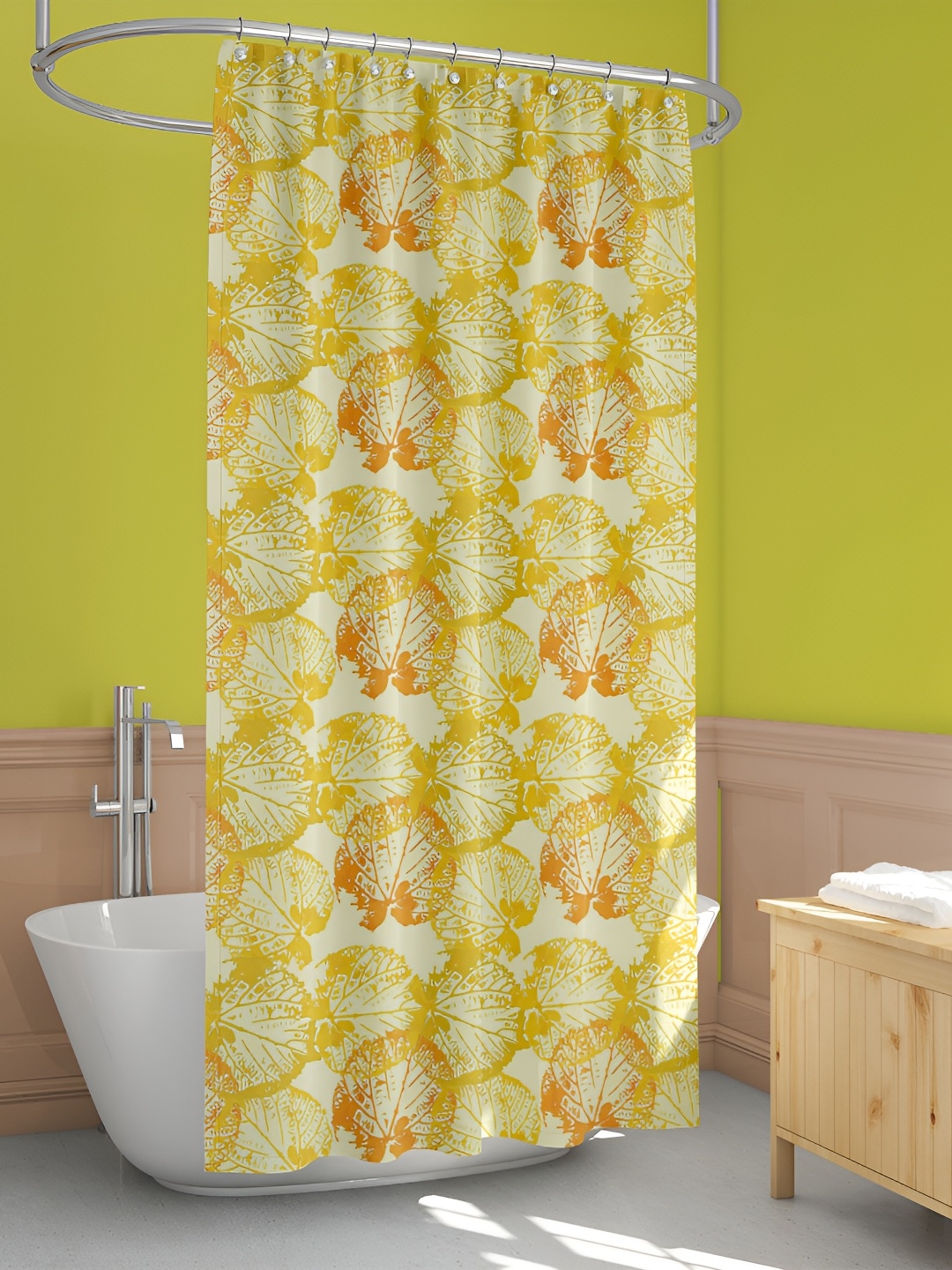 

ArtzFolio Yellow & Orange-Colored Printed Waterproof Shower Curtain