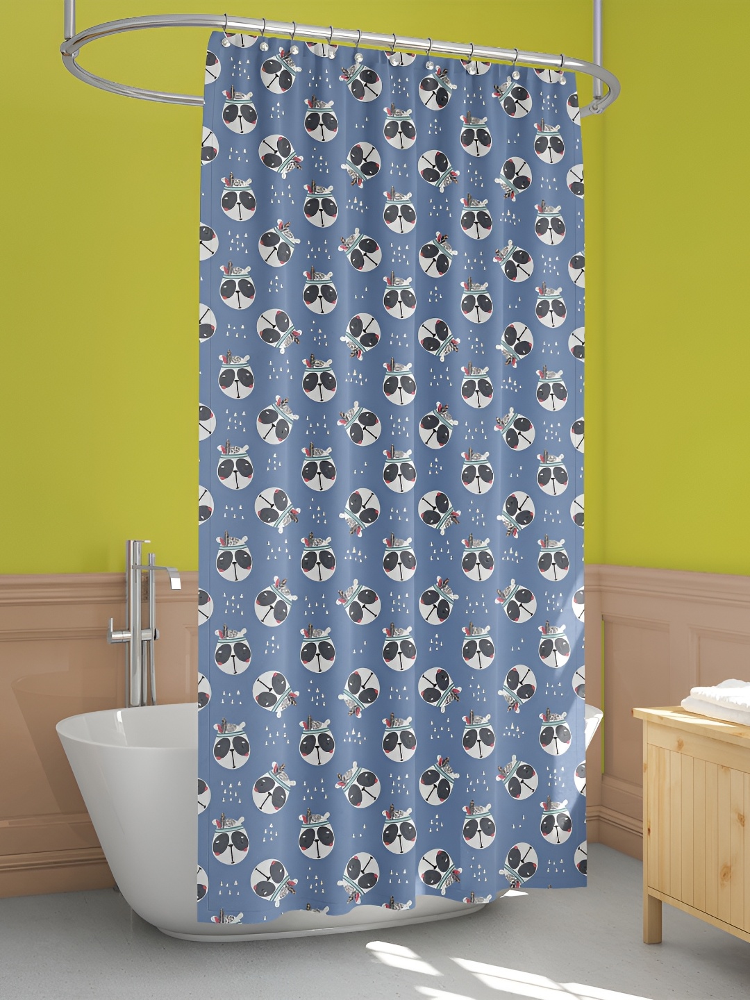 

ArtzFolio Blue & White Printed Waterproof Shower Curtain