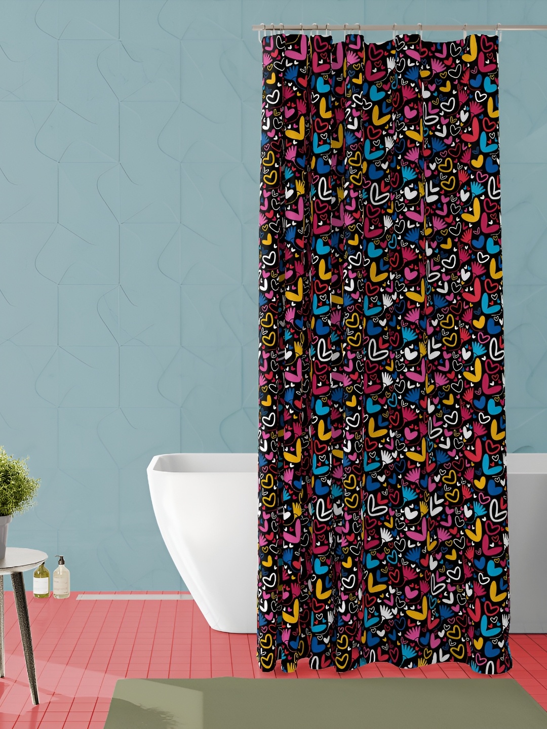 

ArtzFolio Blue & Pink Geometric Printed Water Proof Shower Curtain