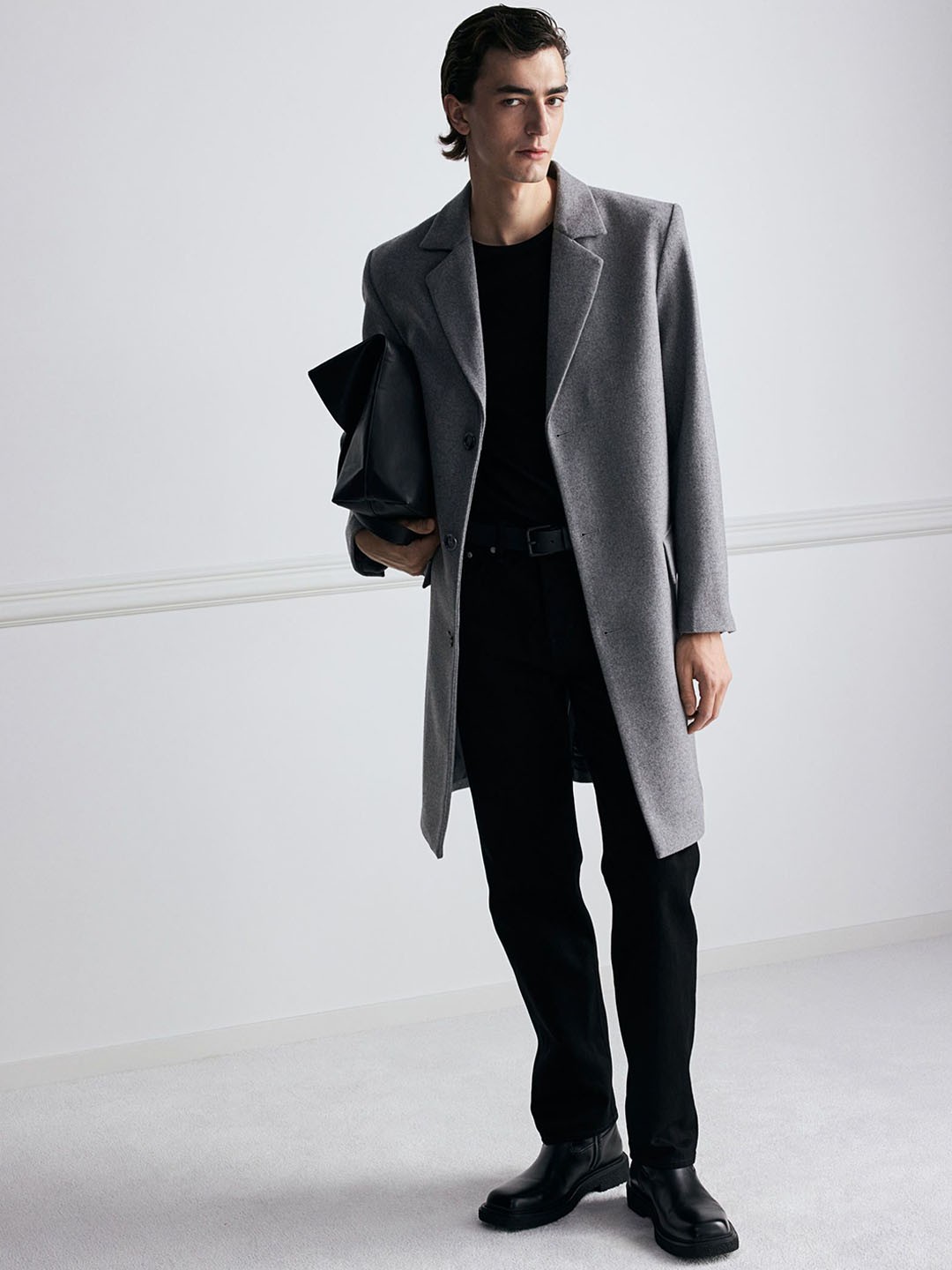 

H&M Single Breasted Overcoat, Grey