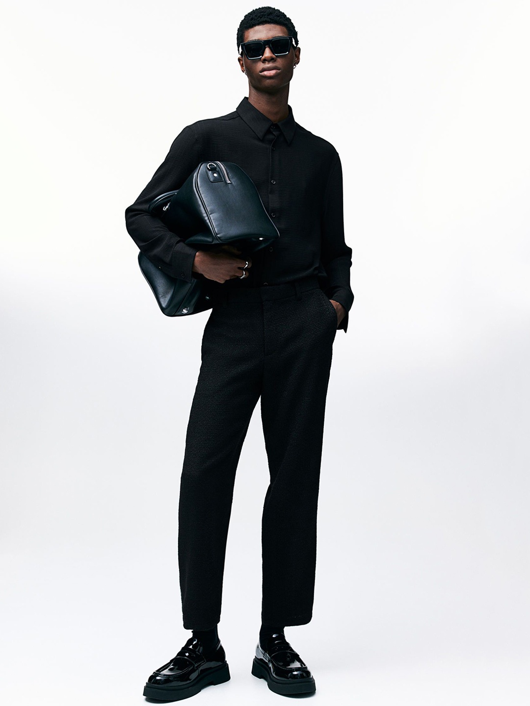 

H&M Cropped Trousers, Black