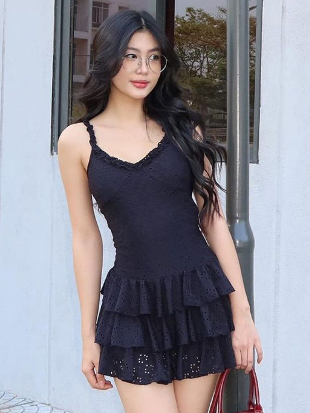 

KPOP Women Shoulder Straps Bodycon Dress, Navy blue