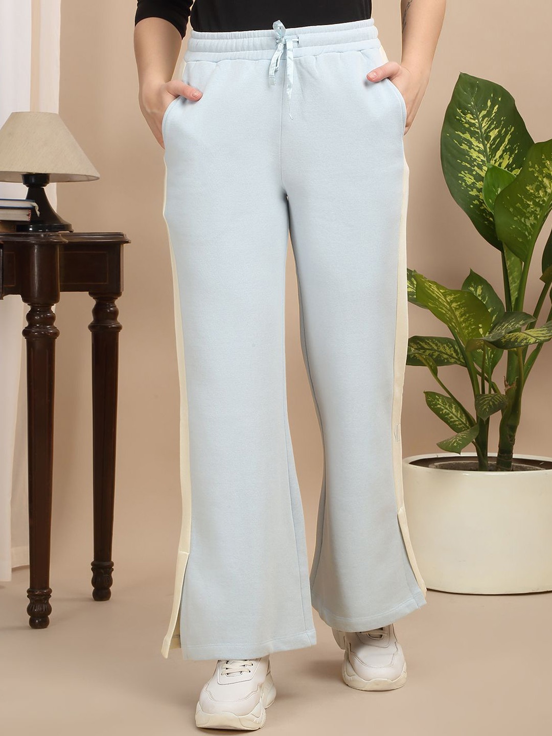 

Sweet Dreams Women Striped Cotton Track Pants, Blue