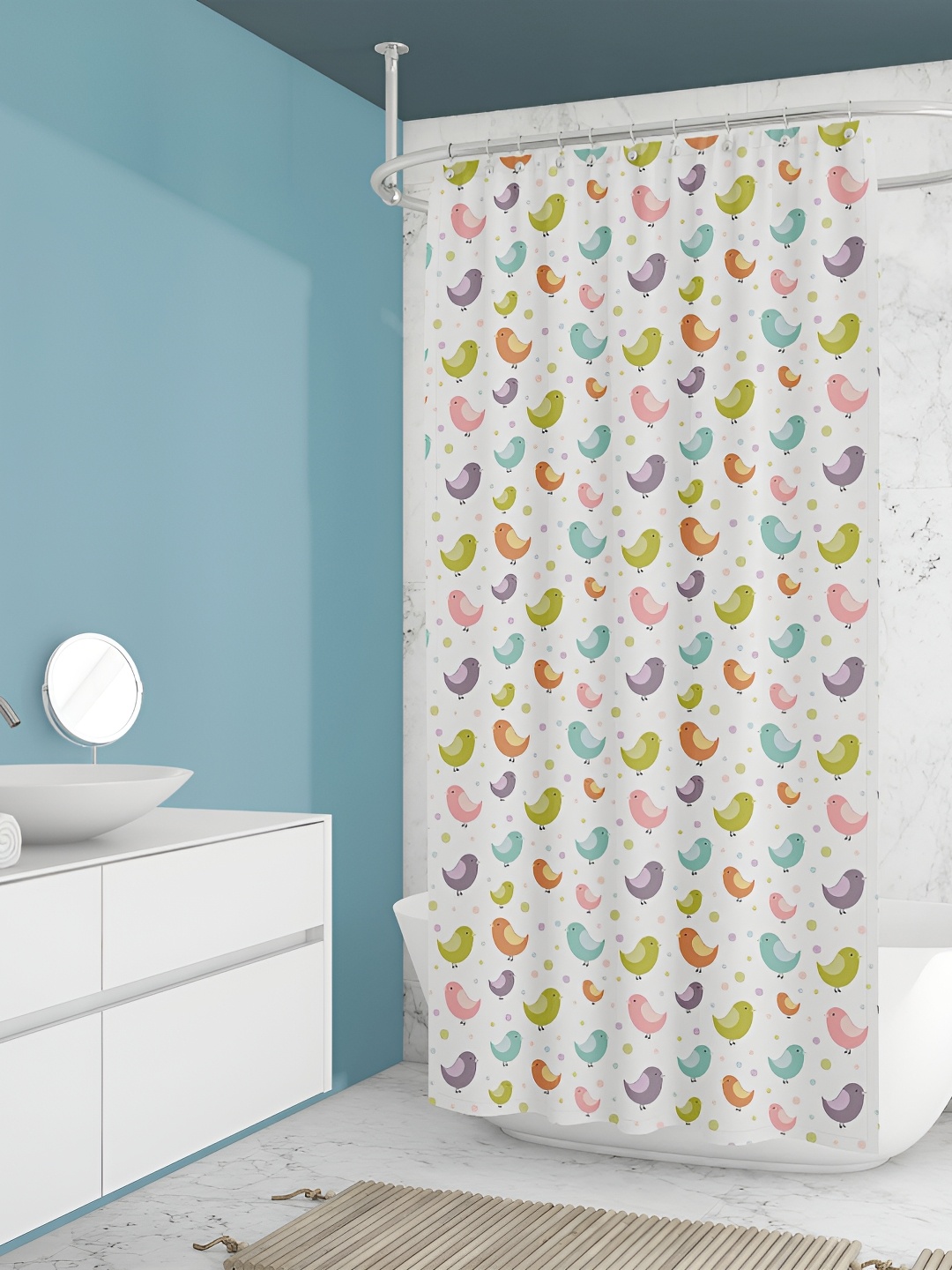 

ArtzFolio White & Pink Printed Waterproof Shower Curtains