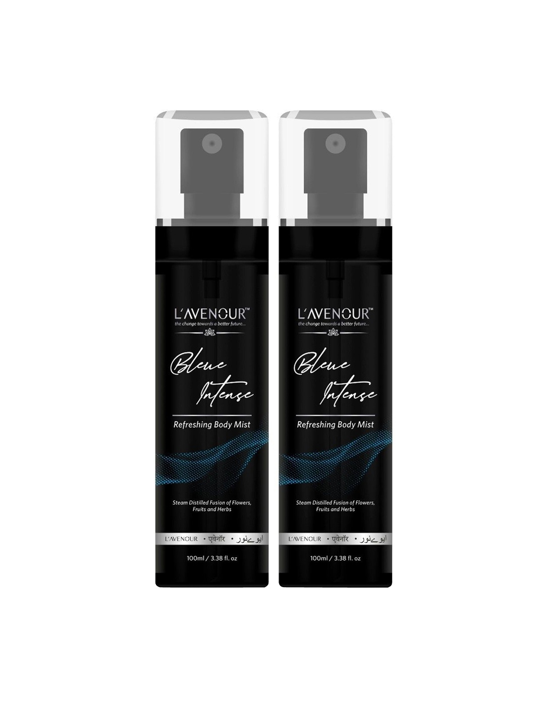 

L'AVENOUR Set Of 2 Blue Intense Refreshing Long Lasting Body Mist Spray- 100 ml Each, Transparent