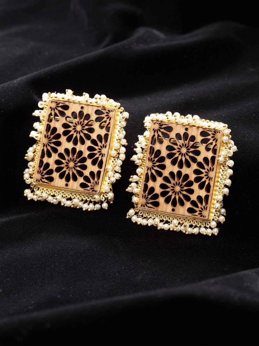 

DressBerry Gold-Plated Contemporary Drop Earrings, Brown