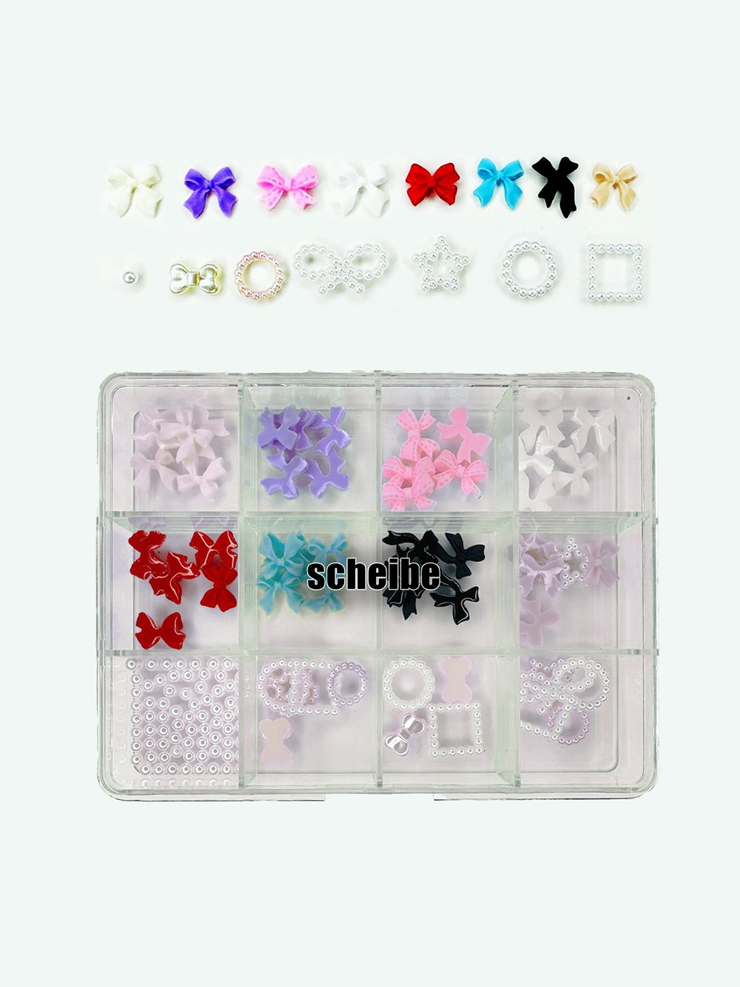 

Scheibe Set of 12 Grid Bow & Stones Nail Art - Accessories, Assorted