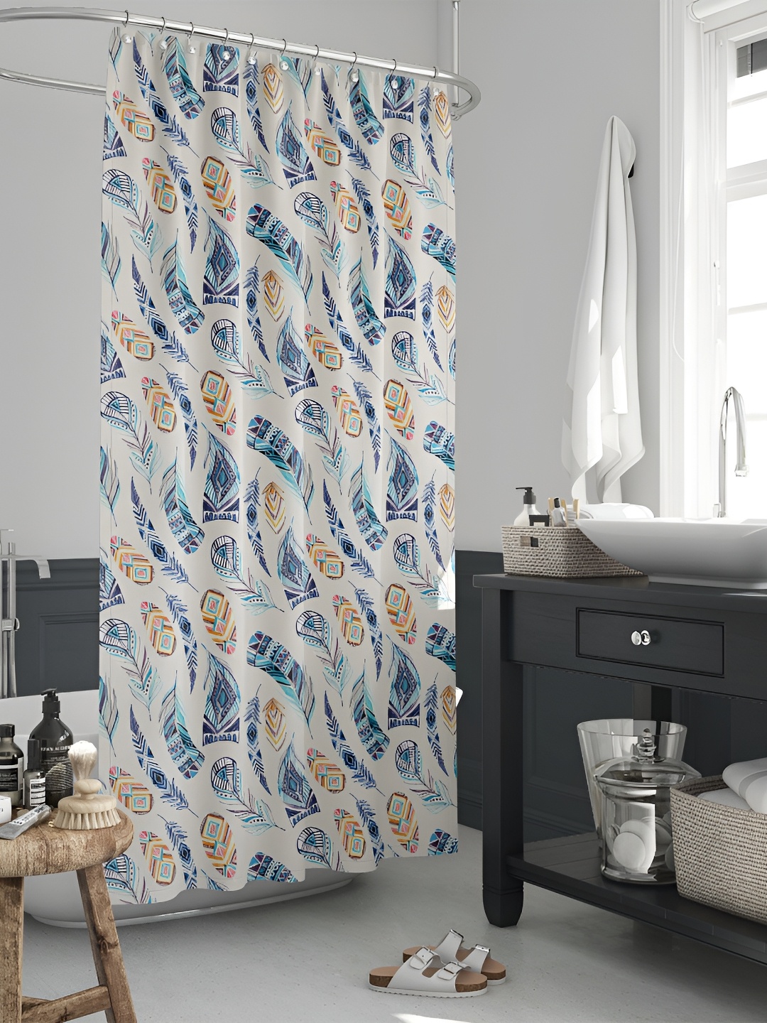 

ArtzFolio Single Piece Waterproof Polyester Shower Curtain, Multi