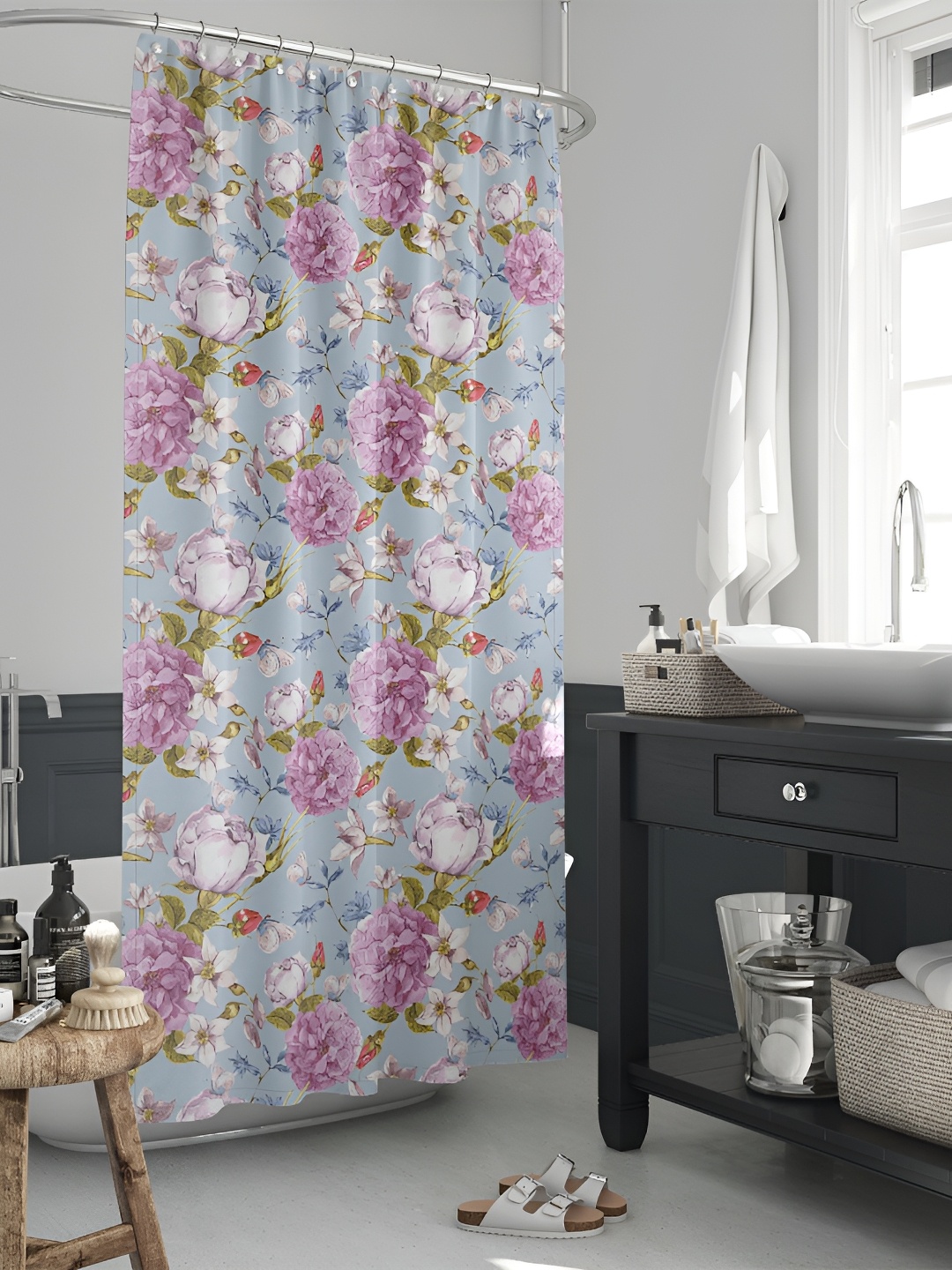 

ArtzFolio Blue & Purple Printed Waterproof Shower Curtains