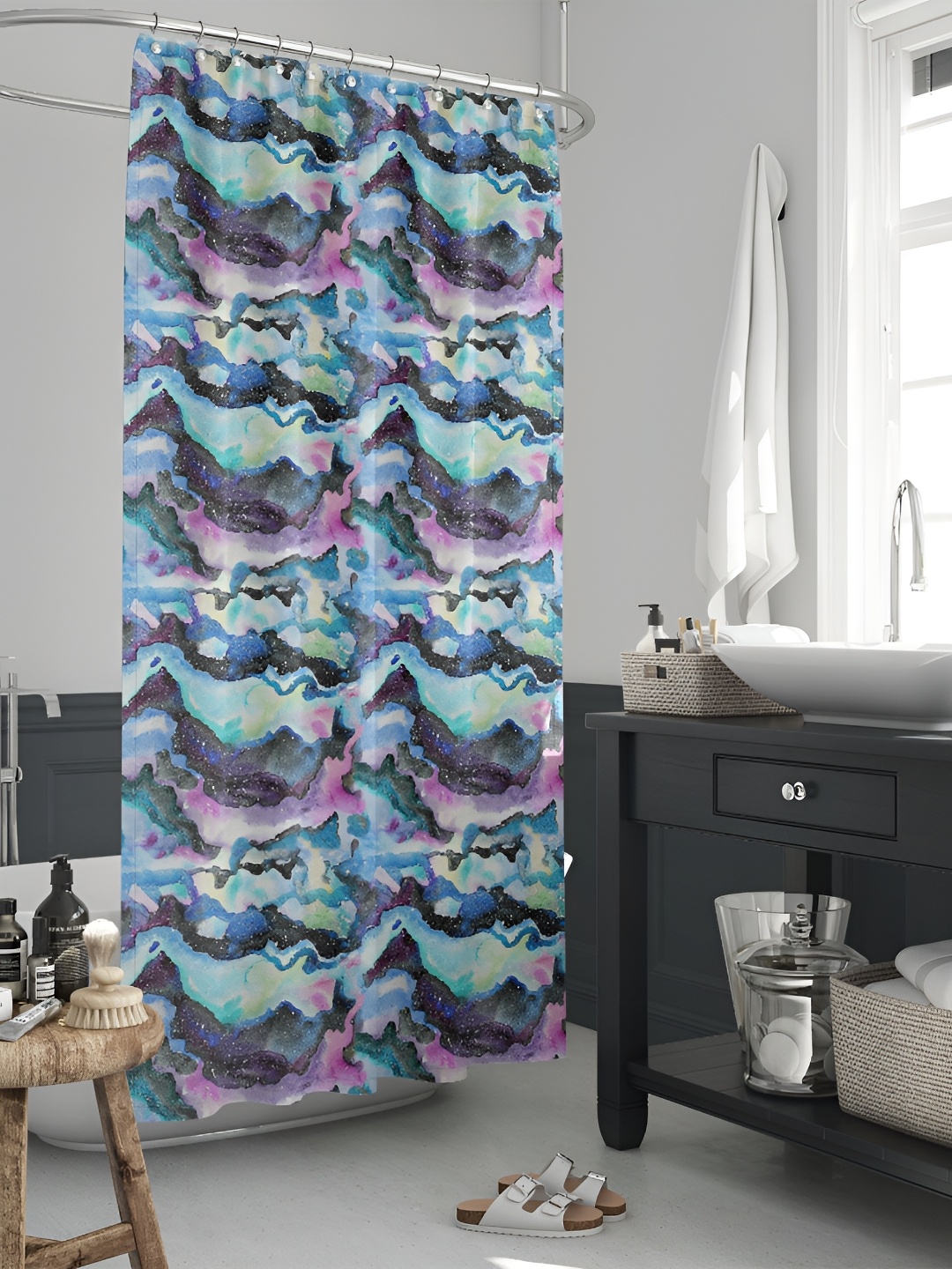 

ArtzFolio Single Piece Waterproof Polyester Shower Curtain, Multi