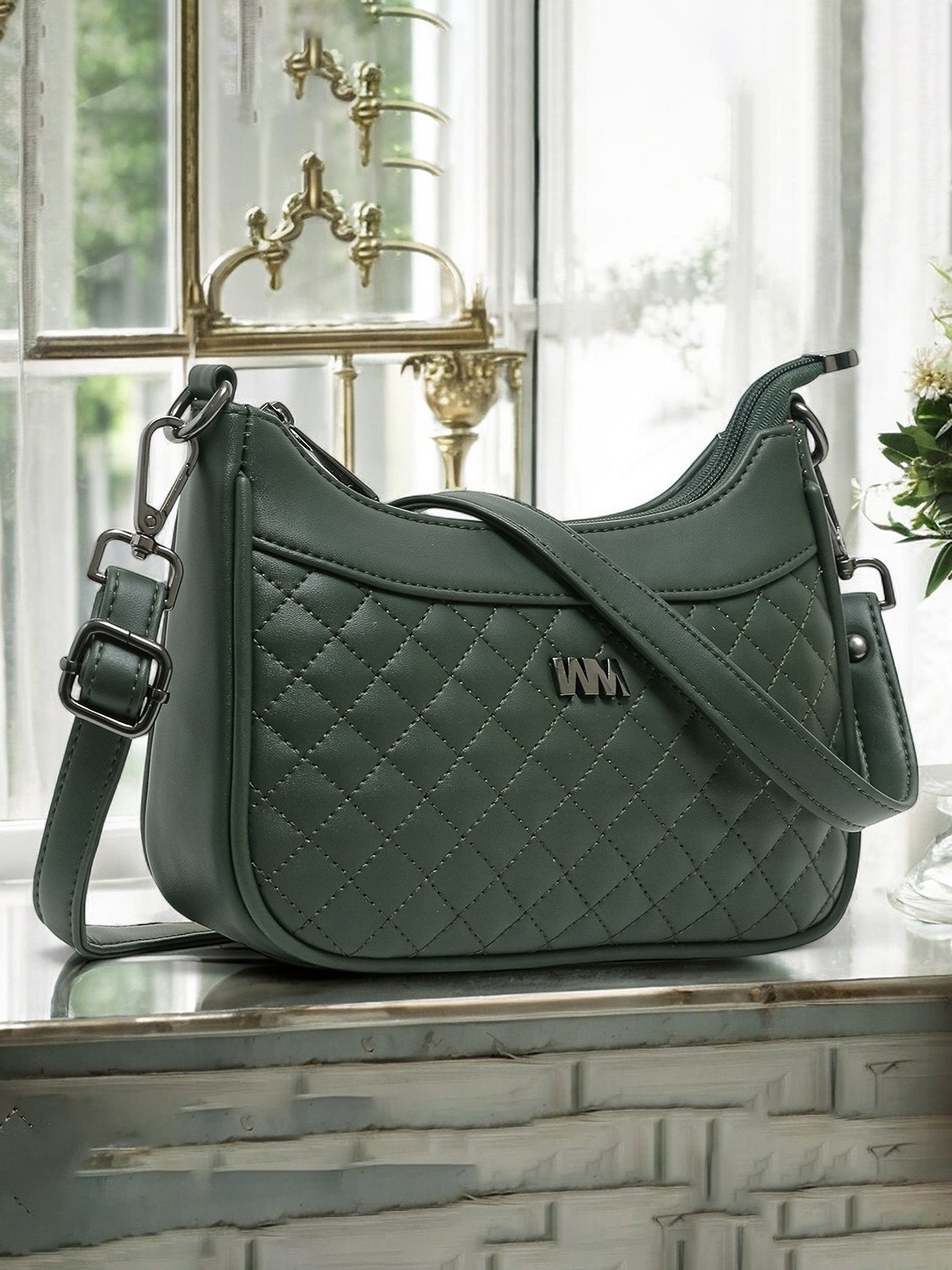 

WOMEN MARKS PU Sling Bag with Quilted, Green