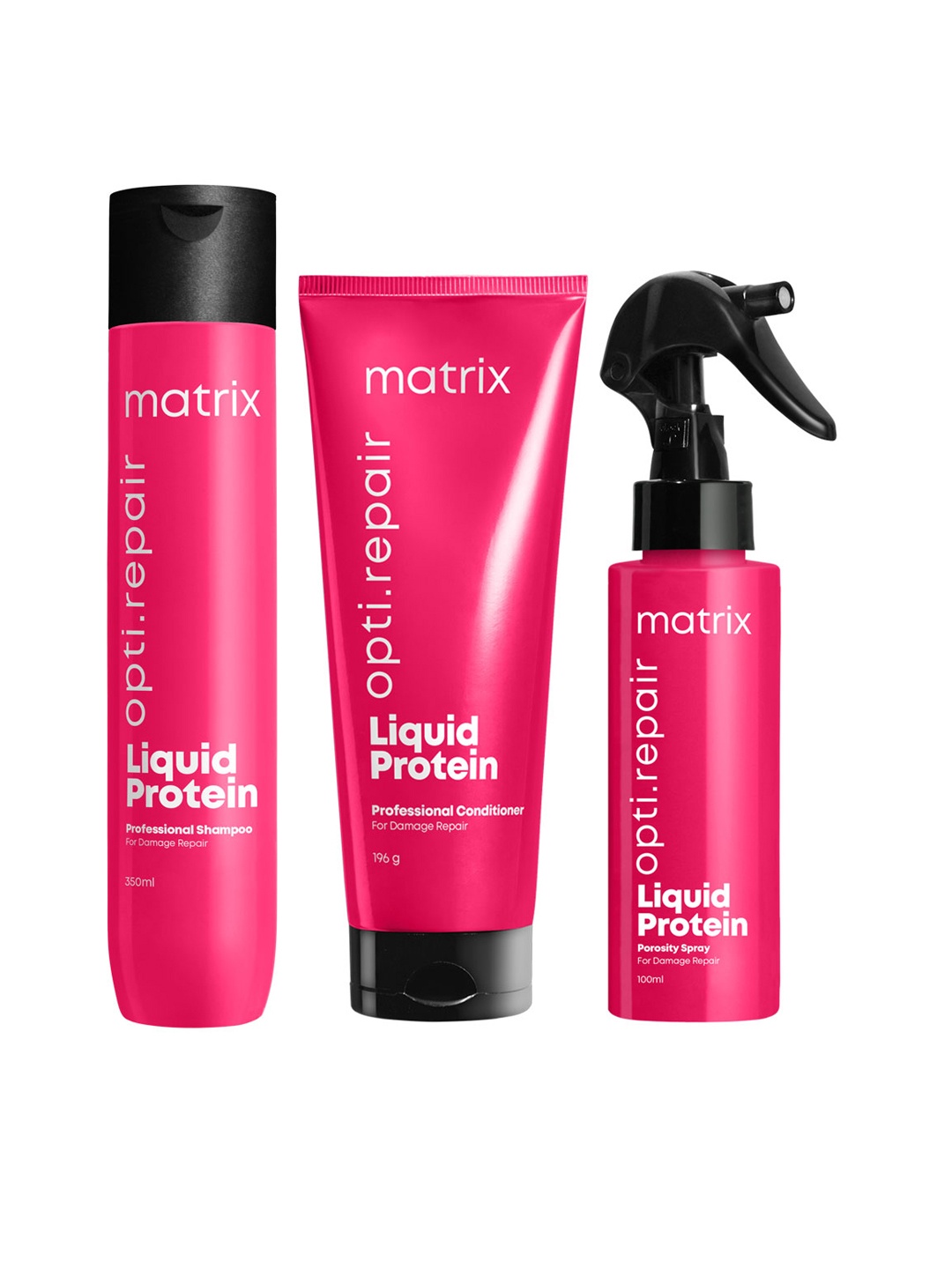 

MATRIX Opti.repair Professional Liquid Protein Shampoo + Conditioner + Porosity Hair Spray, Pink