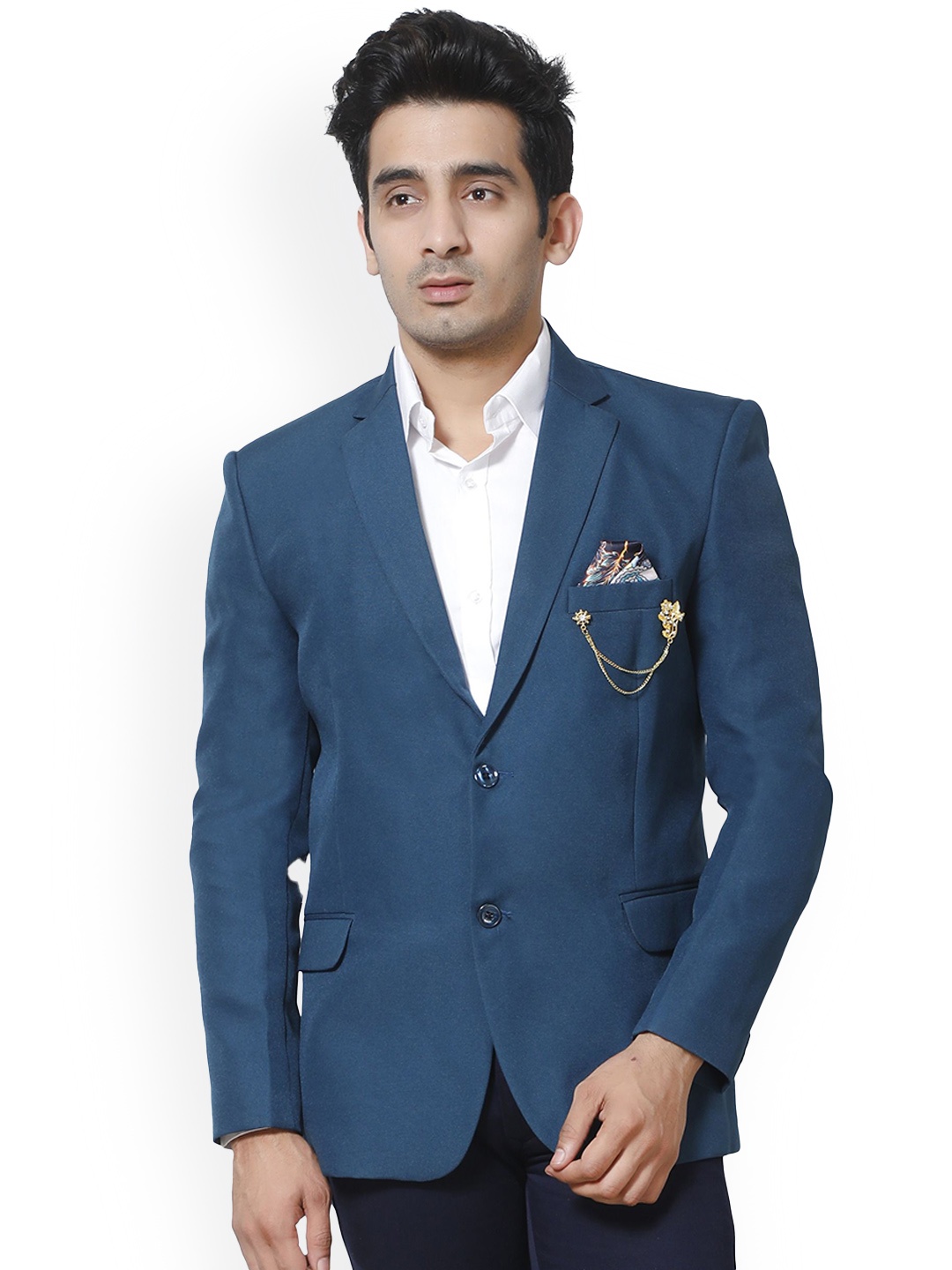 

BAESD Peaked Lapel Collar Single-Breasted Party Blazer, Blue