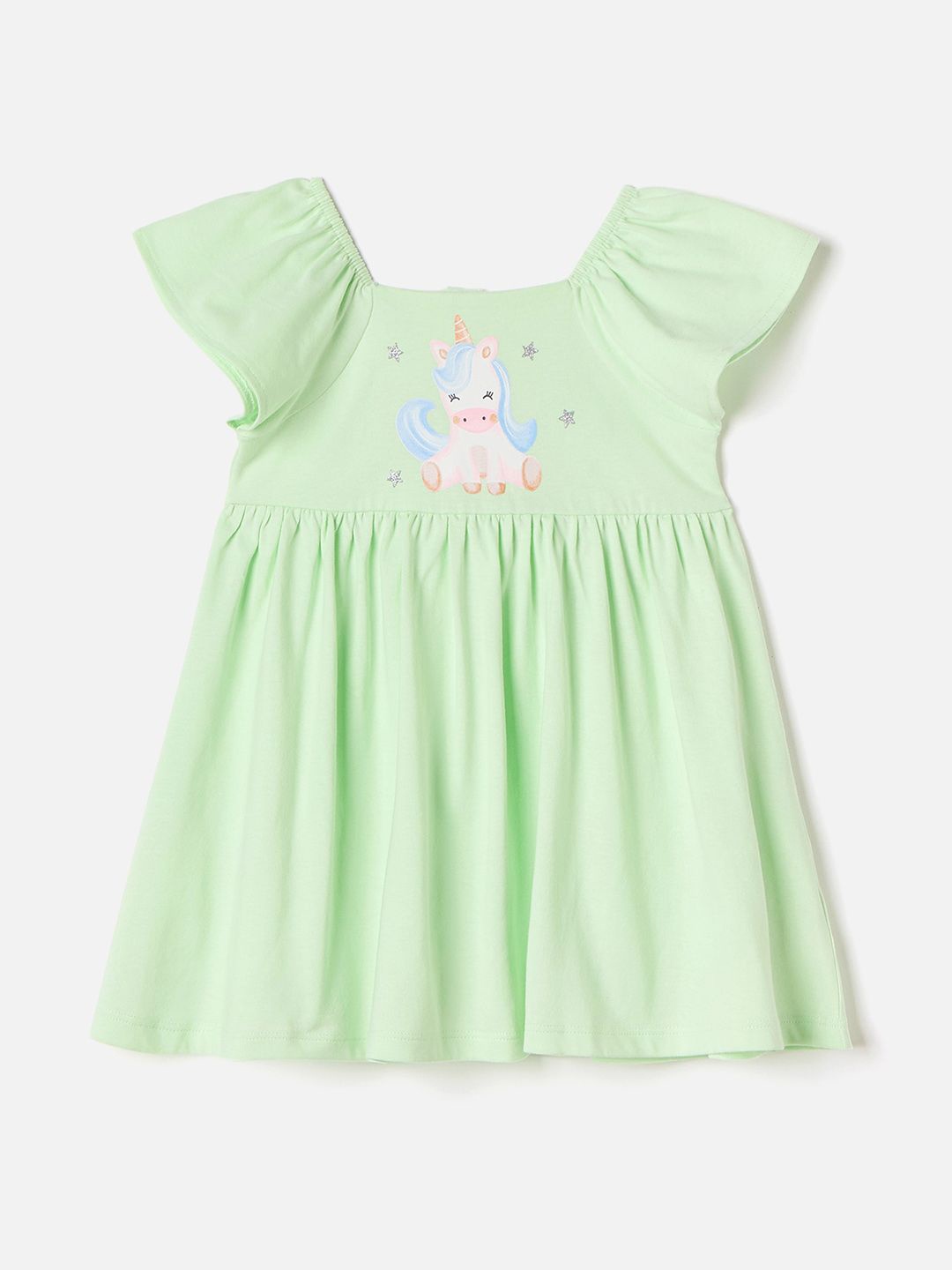 

Juniors by Babyshop Girls Printed Cotton Fit & Flare Dress, Green