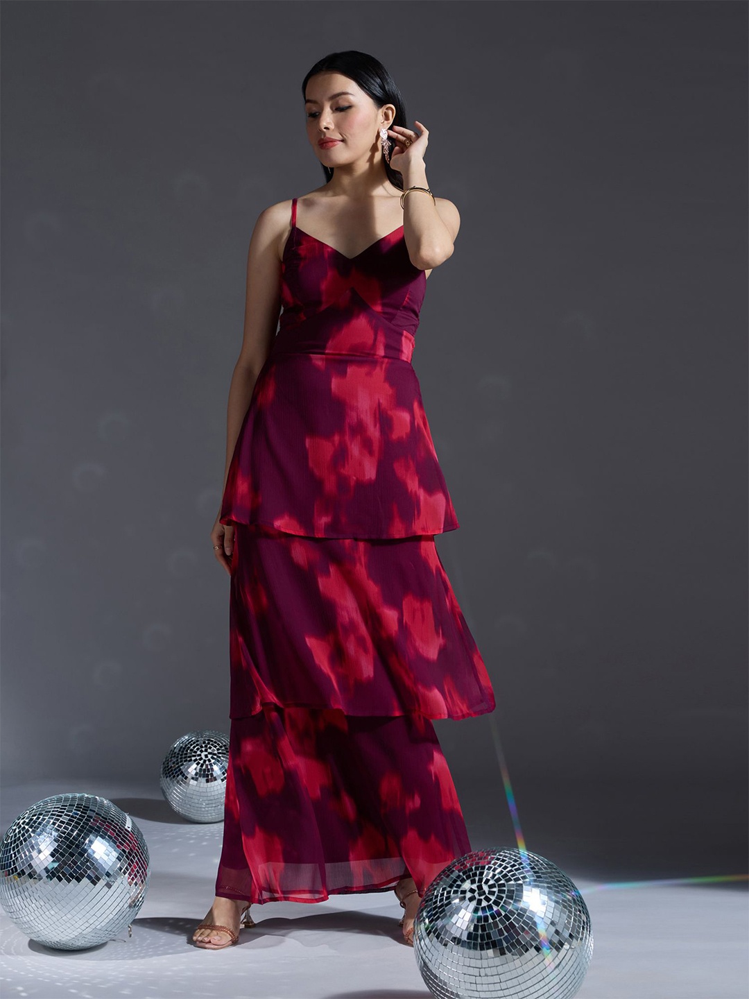 

20Dresses Women Printed Fit & Flare Maxi Dress, Red