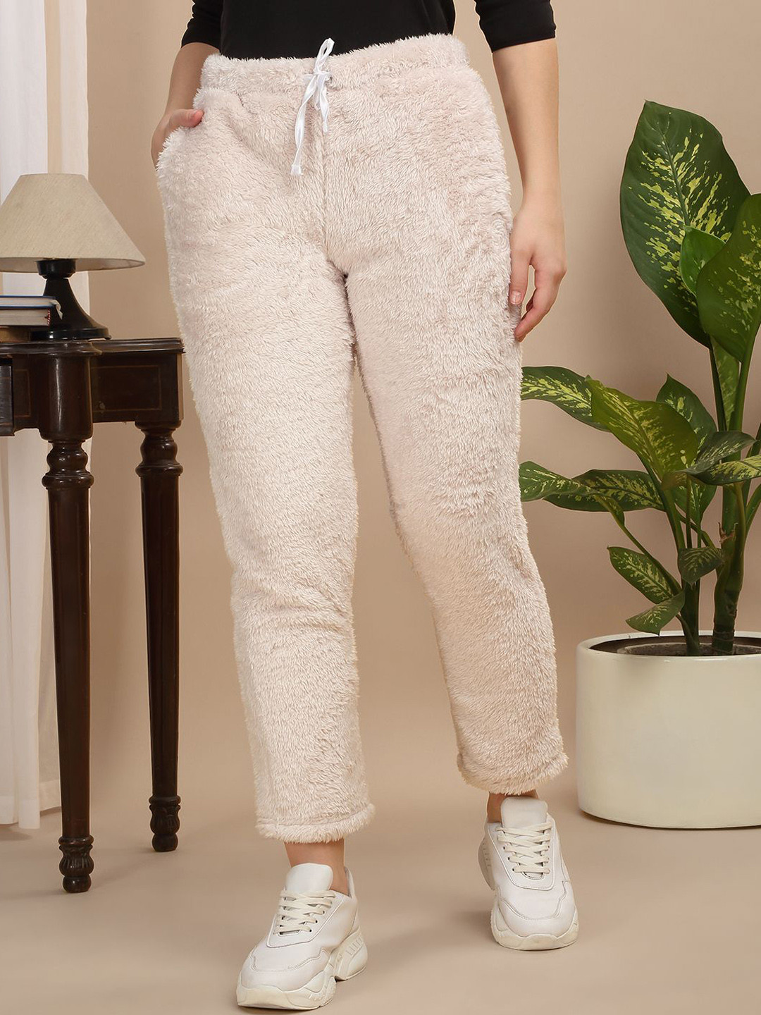 

Sweet Dreams Women Cotton Mid-Rise Regular Fit Track Pants, Beige