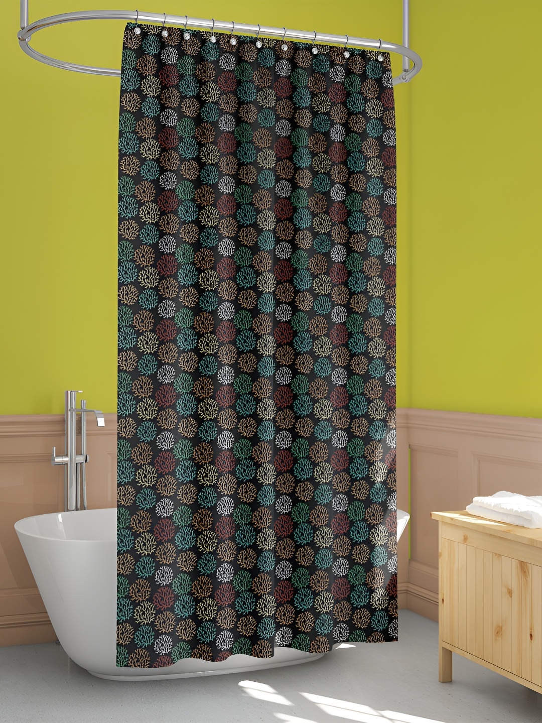 

ArtzFolio Black & Blue Printed Water Proof Shower Curtain