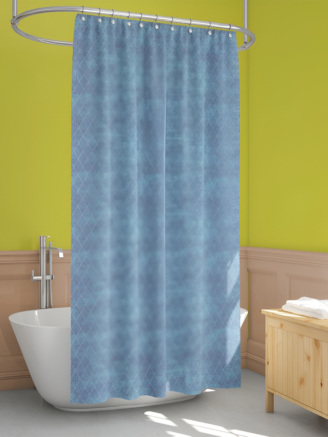 

ArtzFolio Blue & White Geometric Printed Waterproof Shower Curtain