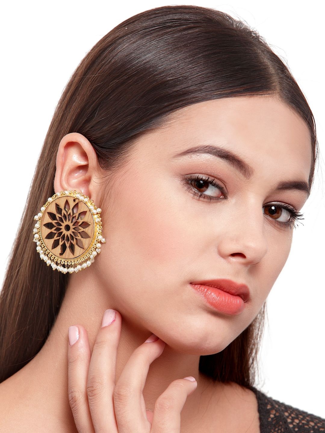

DressBerry Gold-Plated Contemporary Beaded Drop Earrings, Beige
