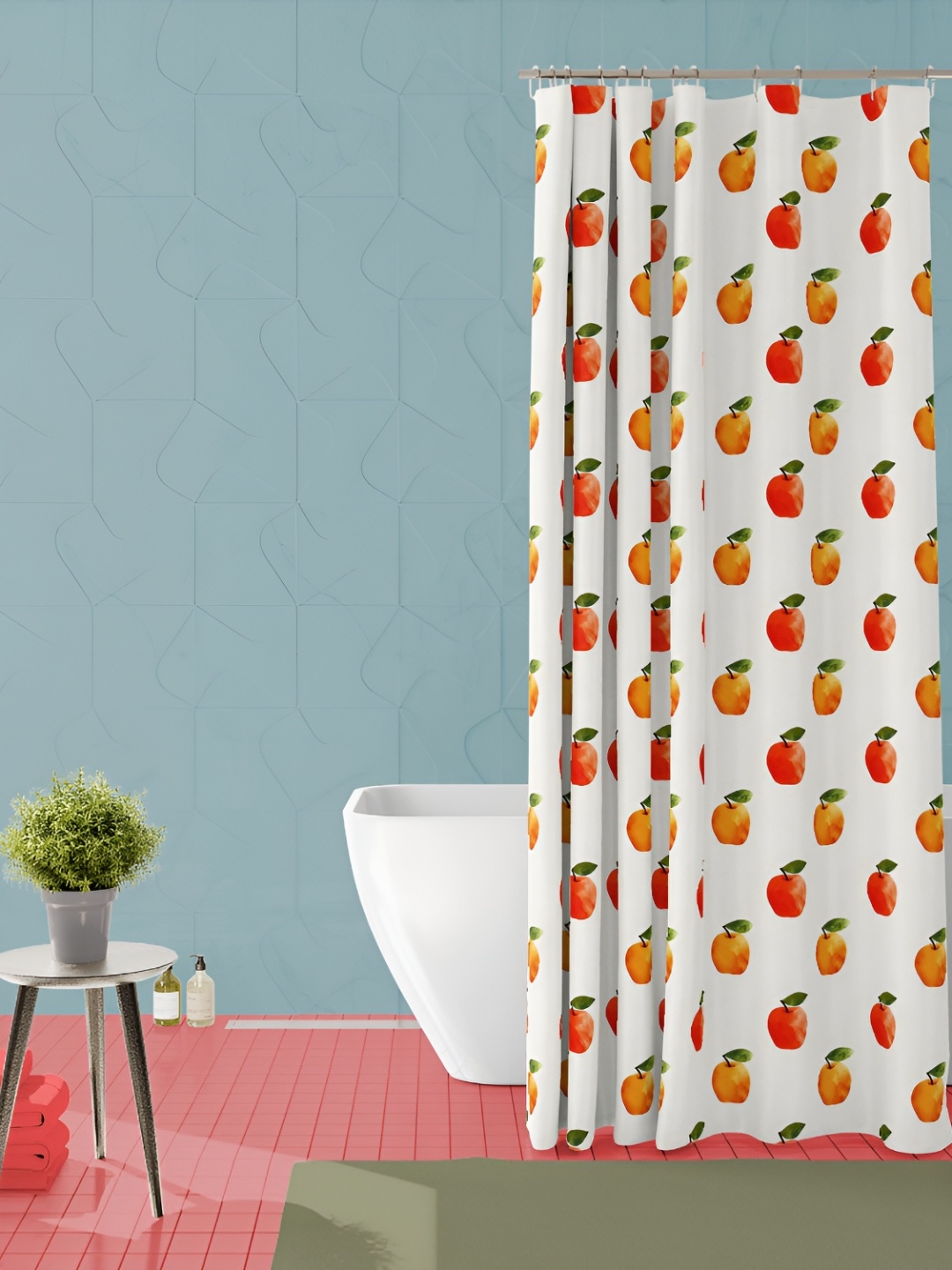 

ArtzFolio White & Red Printed Waterproof Shower Curtain