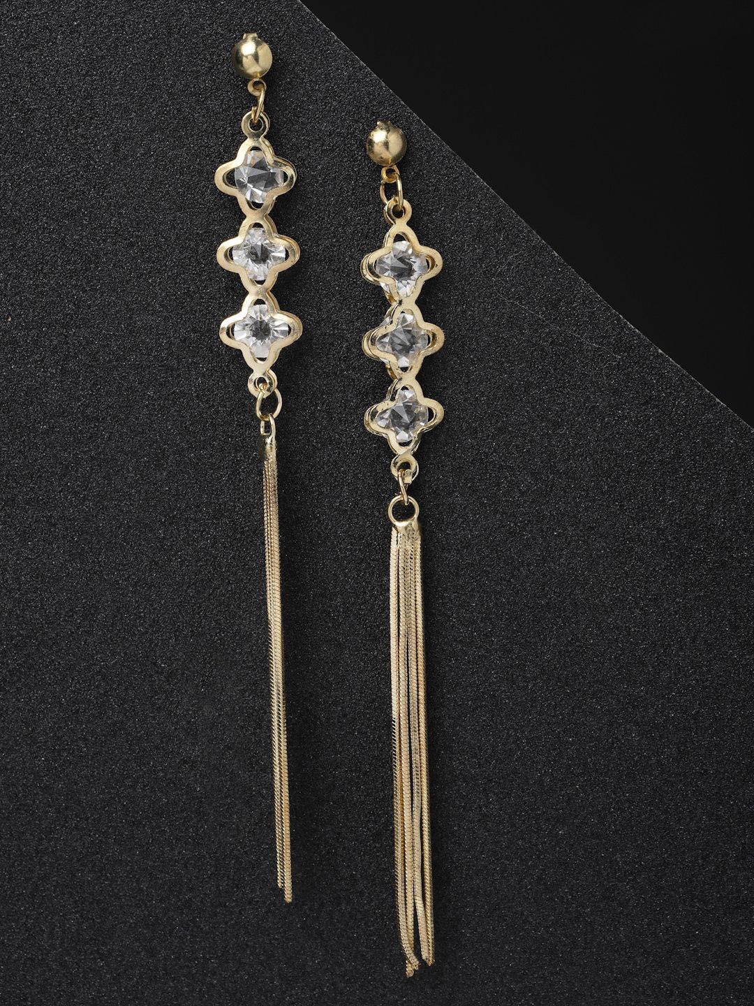 

DressBerry Gold Plated Artificial Stones Studded Contemporary Drop Earrings, White
