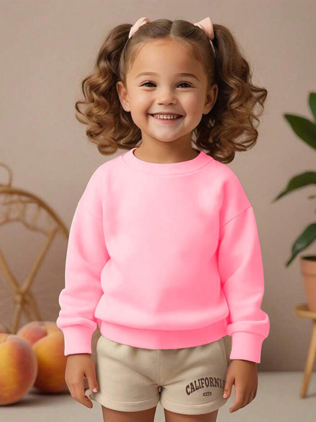 

TABADTOD Kids Solid Round Neck Sweatshirt, Pink