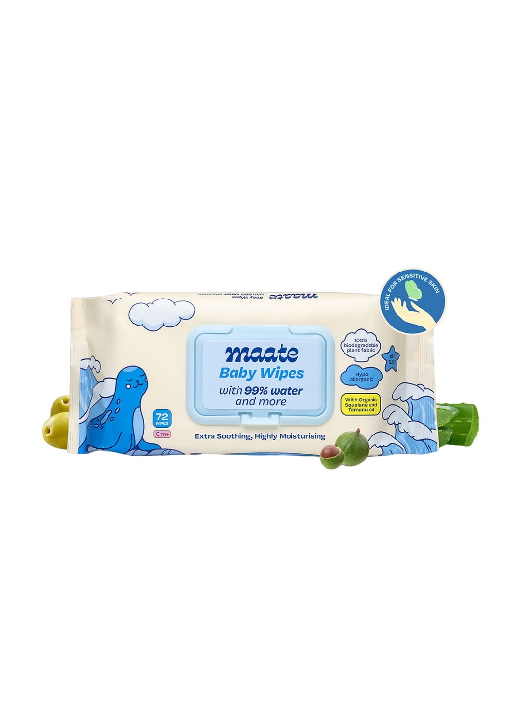 

MAATE Set Of 72 Baby Wipes With 99% Water, White