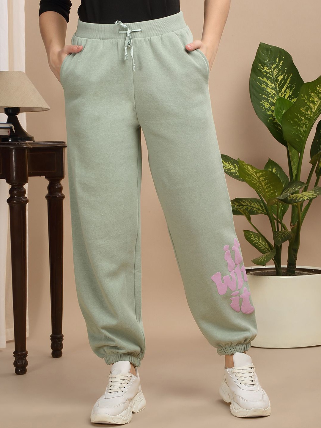 

Sweet Dreams Women Cotton Mid Rise Jogger, Green