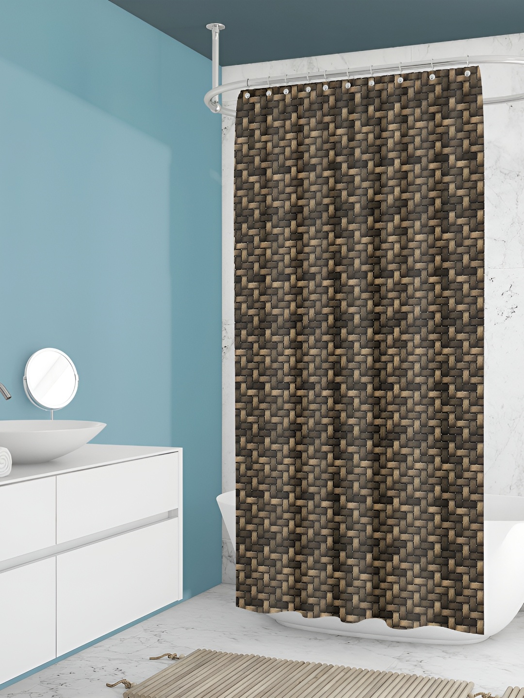 

ArtzFolio Brown & Black Geometric Printed Waterproof Shower Curtain