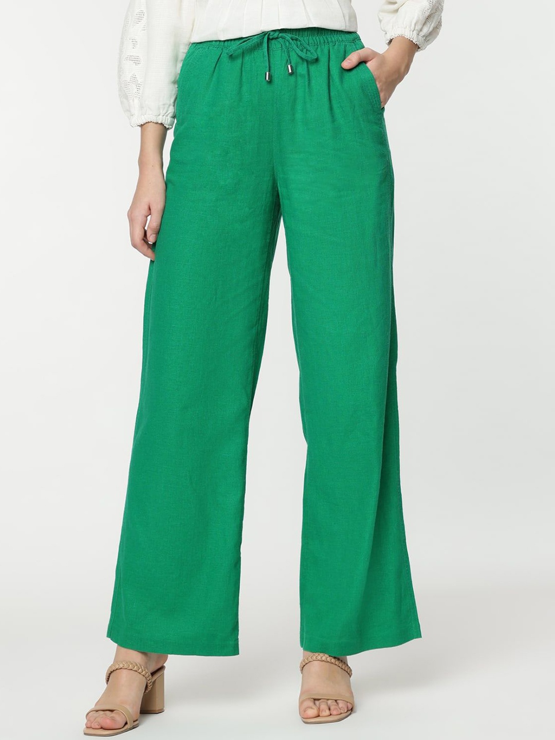 

Marks & Spencer Women High-Rise Parallel Trousers, Green