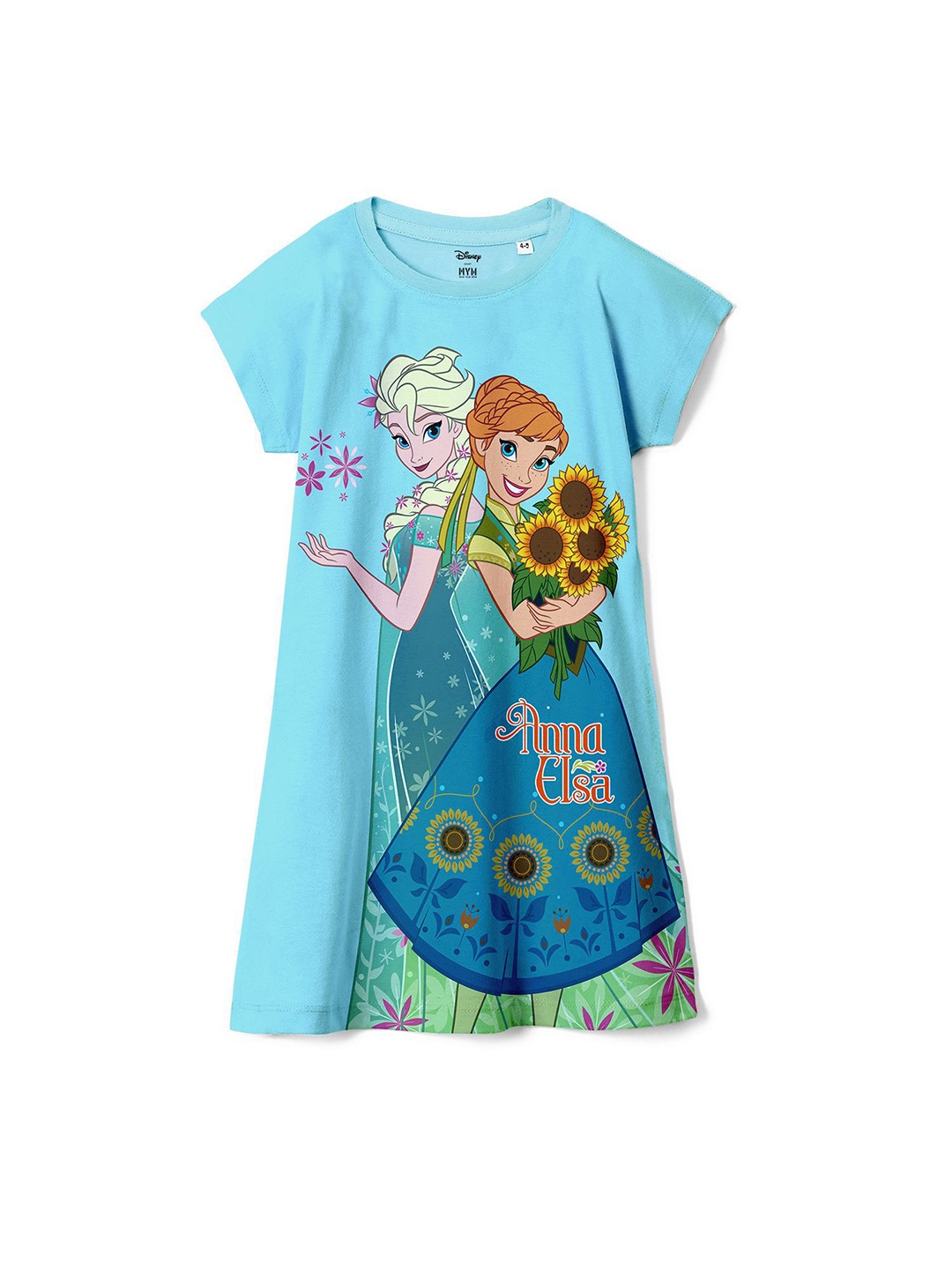 

Wear Your Mind Girls Cotton Printed A-Line Casual Dress, Blue