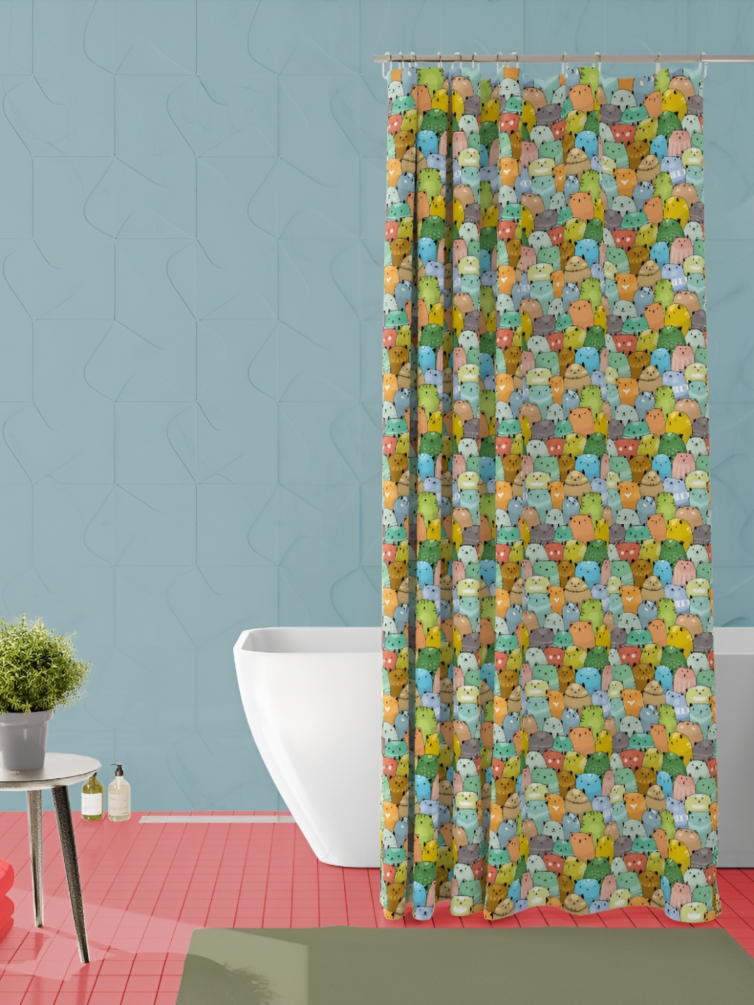 

ArtzFolio Yellow and Green Cartoon Printed Waterproof Shower Curtain
