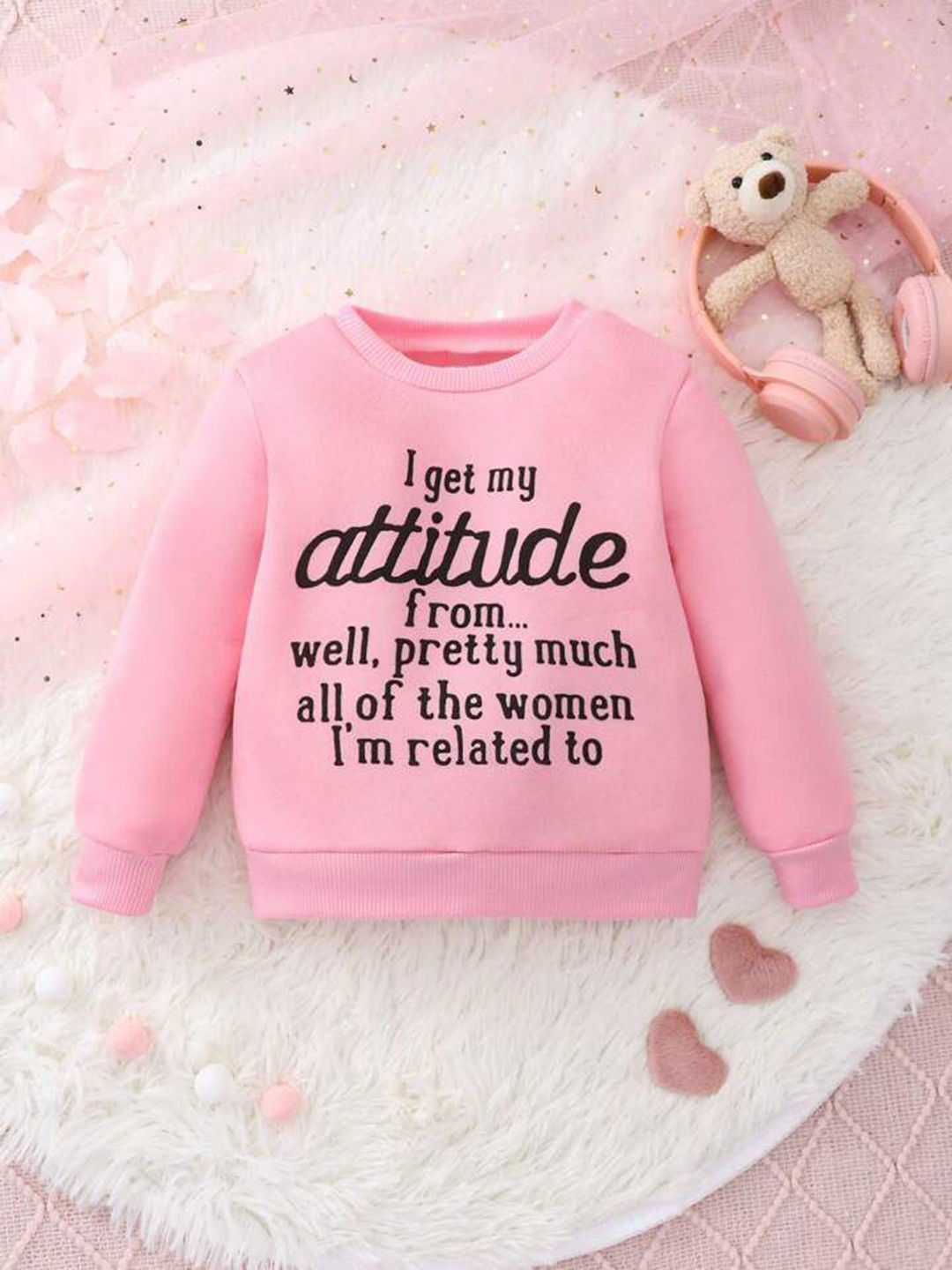 

TABADTOD Kids Typography Printed Sweatshirt, Pink