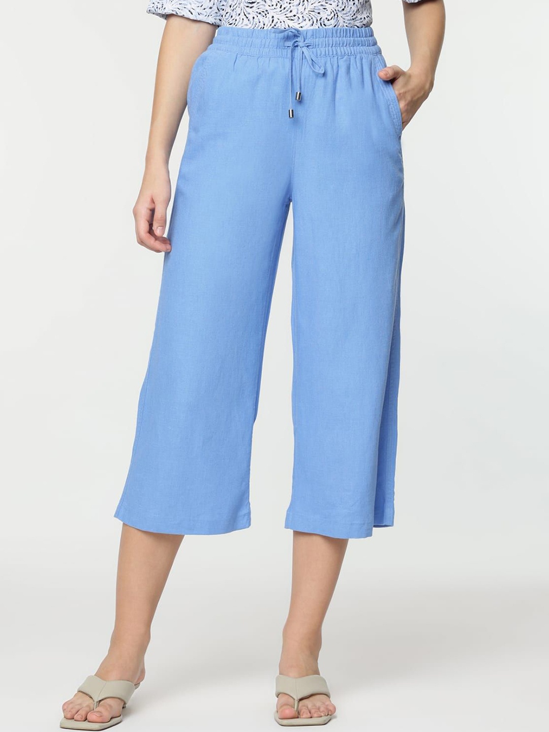 

Marks & Spencer Women High-Rise Culottes Trousers, Blue