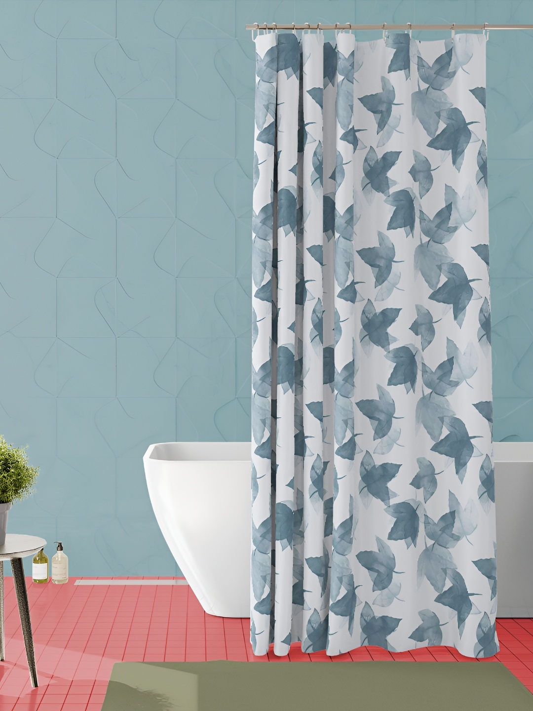 

ArtzFolio Grey & White Printed Waterproof Shower Curtains