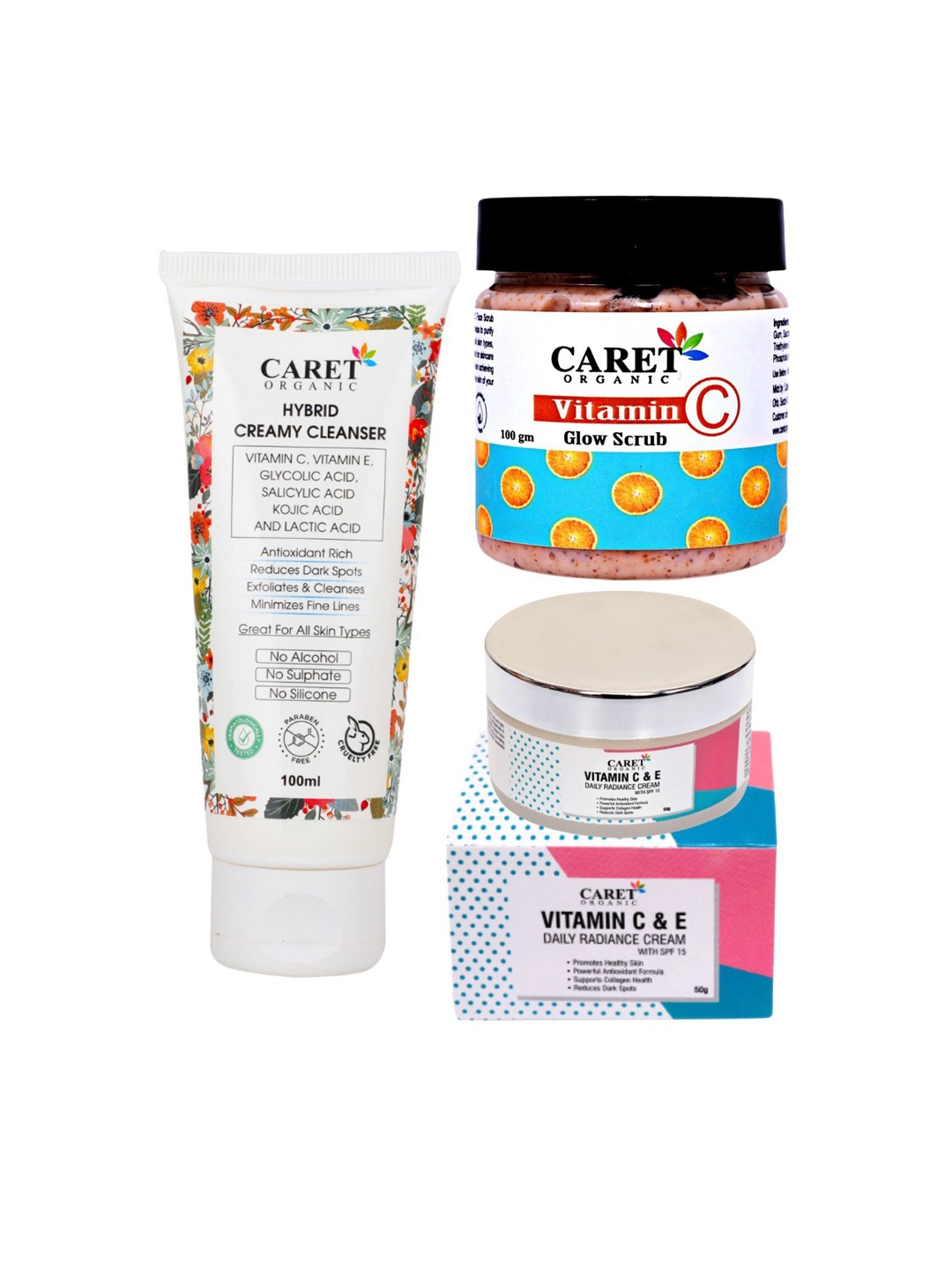 

CARET ORGANIC Set Of 3 Skin Care Combo, White