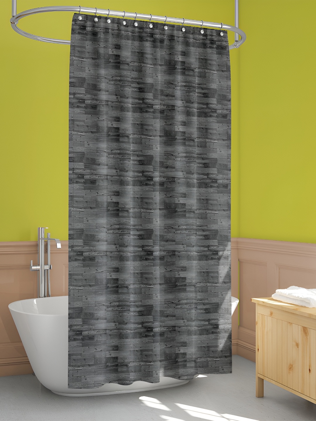 

ArtzFolio Grey & Black Geometric Printed Waterproof Shower Curtain